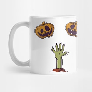 Spooky Pumpkin and Zombie Hand Mug